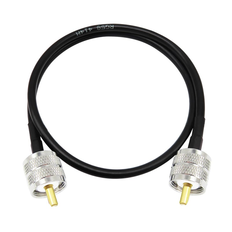 Rydocyee RG58 Coaxial Cable 2 Feet Solid Copper, UHF Male PL-259 to UHF Male PL-259 Low Loss, CB Coax Cable for SWR Meter, CB Radio, Antenna Tuner, Ham Radio, Police Scanner (2FT) - Image 1